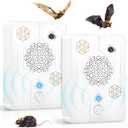2026 Upgraded Ultrasonic Bat Deterrent for Attic & Roof, Portable Rechargeable Bat Repellent for House Eaves, Safe Electronic Pest Control to Keep Bats Away from Porch & Indoor, 2 Pack