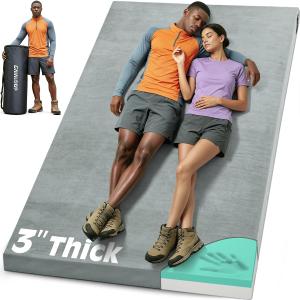 Memory Foam Camping Mattress, 3 Inch Roll Up Sleeping Pad, Twin: 75*38*3"