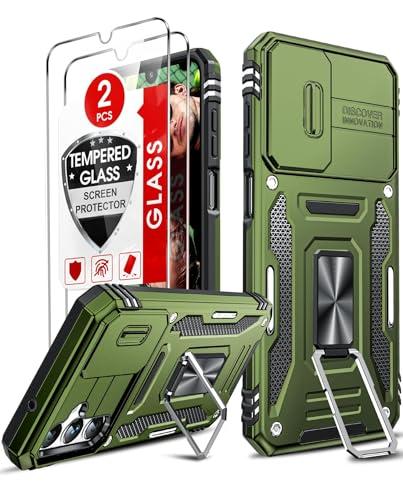 LeYi Compatible for Samsung A14 5G Case: Galaxy A14 5G Phone Case with 2X Screen Protectors, Magnetic Stand Full Body Dual Shield Protective Carcasa para Celulare Telefono Galaxy 14A 4G, Olive Green