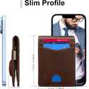 Wallet for Samsung Galaxy SmartTag & SmartTag+ Plus, Money Clip Version, RFID Blocking Genuine Leather Bifold Wallet with Gift Box (Not Include Tracker) (Brown)