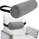 Lumbar Roll Pillow for Lower Back, Lumbar Support Foam Roll Cushion with Pillowcase and Upgraded Strap for Office, Chair, Car, Seat Pain Relief & Improving Posture (Light Grey, Short-11*4.3'')