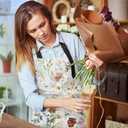 Britimes Apron Home Kitchen Cooking Baking Gardening for Women Men With Pockets Wildflower Flower Floral Boho Butterfly Hydrangea 32x28 inch