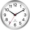 AKCISOT Atomic 12 Inch Wall Clock Analog Clocks for Indoor Kitchen, Battery Operated Clock for Bedroom Office Classroom Living Room(Silver)