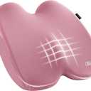 Skechers Seat Cushion, Ergonomic Memory Foam Cushion for Long Sitting Hours on Office & Home Chair, Car Seat Cushion for Sciatica, Coccyx Cushion,Pink