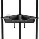 Orimade Rustproof 3 Tier Floor Standing Corner Shower Caddy Organizer, Plastic Metal Splicing Floor Corner Shelf Rack Stands for Bathroom, Black
