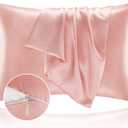 BEDELITE Satin Pillowcase with Zipper 2 Pack, Coral Pillow Cases Standard Size, Super Soft and Cooling Similar to Silk Pillow Cases, Gift for Women Men (20x26 Inches)