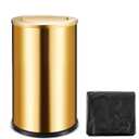 18l/4.7gal Gold Flip Trash Can 100 Bags Kitchen Garbage Metallic Gold Trash Bin with Lid, Commercial Compact Waste Basket for Shopping Centers, Elevator Doors, Hotels