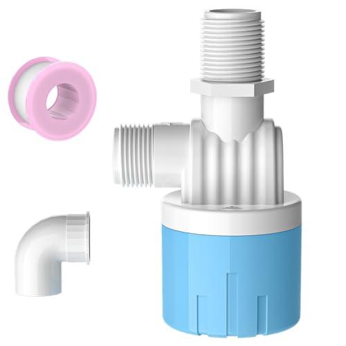 Cxztcl 1 Pack 1/2 Float Valve for Water Tank,Aquapulse Water Float Automatic Water Level Control Aqua Pluse Trough Blue Plastic Float Valve Switch for Pool,Pond,Livestock(Top inner)