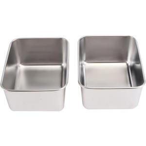 Set of 2 Stainless Steel Containers Square Cake Making Box for Easy Storage Carry