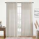 XTMYI Oatmeal Country Curtains for Living Room,Sheer Linen Shabby Chic Curtains for Bedroom 70 Inches Wide 9 Inches Long