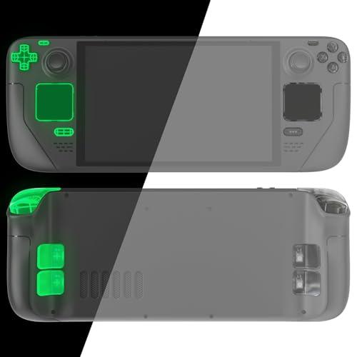 EXtremeRate Replacement Full Set Buttons for Steam Deck OLED Handheld Console, Glow in Dark - Green DIY Custom ABXY D-pad Trackpad Bumpers Triggers Buttons with Tools for Steam Deck OLED Console