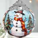 2 x Snowman Christmas Ornament, Jocidea Stained Glass Ornaments for Christmas Tree, Christmas Tree Decorations, Snowman Lovers Gifts, Holiday Decor and Xmas Gifts Ideas