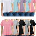Taiyin 10pcs Women's Quick Dry T Shirts V Neck Short Sleeve Lightweight Shirts Tee for Workout Athletic Yoga Hiking Running (L)