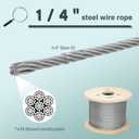 Thickened 1/4 Stainless Steel Cable, 400ft Wire Rope, 7X19 Strands Aircraft Cable, 6400lbs Breaking Strength, Zip Line for Heavy Duty Applications, Deck Railing, String Lights & Yard Zipline