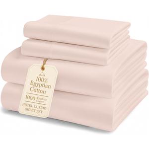 LANE LINEN Luxury 100% Egyptian Cotton Bed Sheets Full Size - 1000 Thread Count, Fully Elasticized Reinforced 15" Extra Deep Pocket Full Sheets, Soft & Comfy Sateen Weave for Silky Finish-Sepia Rose