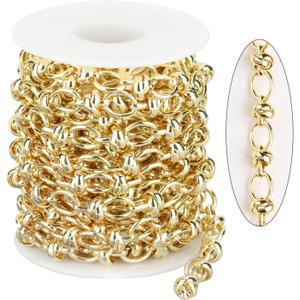 KYUNHOO 13 Feet Strong Circle Link Chain Spool Light Gold Plated Iron Jewelry Chains for Making Jewelry Unwelded Mental Chain for Crafting Finding Jewelry Making Supply