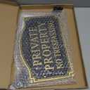 Private Property No Trespassing Sign - Solid Metal Cast, Embossed Statement Plaque,11.5"7.5" with 31.5" Stakes, Classic Design for House, Home, Garden and Yards, Upgraded Stainless Screws