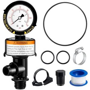 Dreyoo Air Relief Valve Compatible with Pentair Filter, Pressure Gauge for Pool and SPA Filters, Pool Filter Replacement Parts Include Relief Valve, Pressure Gauge, O Ring, Seal Tape and Clamps