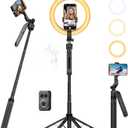 Vlogging Kit for iPhone Tripod with Ring Light 10", Smart Auto Face Tracking Tripod with Remote Control, One-Key Auto-Deploy, Phone Holder for Video Recording, Live Streaming