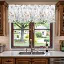 YOKOU Floral Kitchen Curtains Valances, Wildflowers Spring Watercolor Flower Plants Short Rod Pocket Valances for Windows for Bedroom, Bathroom, 1 Panel, 42" W x 12" L