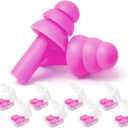Ear Plugs for Sleeping, 8 Pairs Noise Canceling Soft Reusable Silicone Earplugs Waterproof Noise Reduction Earplugs for Sleeping, Swimming, Snoring, Concerts, Work, Noisy Places (Lotus Pink)