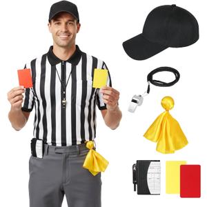 Striped Referee Shirt Halloween Costume Men's, Football Soccer Sports and Halloween Cosplay (The White Stripes)