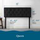 Lucid Mid-Rise Upholstered Headboard - Diamond Tufted - Padded Polyester - Adjustable Height from 34 to 46 - Easy Assembly - Bed Frame or Wall Mount - Sturdy - Black - Queen Size