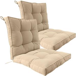 2 Piece Outdoor Patio Chair Cushions, Fade Resistant Outdoor Cushions for Patio Furniture, 6 inch Thickened Rocking Chair Cushions Set (Khaki, 24x24x6 inch - 2 Pieces)
