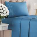 Twin Size 3 Piece Sheet Set - Comfy Breathable & Cooling Bed Sheets Set - Hotel Luxury Bedding for Women, Men, Kids & Teens - Deep Pockets, Easy-Fit, Super Soft & Wrinkle Free - Oeko-Tex - Denim Blue (20 - Denim Blue)