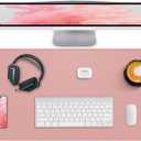 Desk Pad Mat - Leather Desk Pad Protector for Office and Home - Desk Organization and Accessories - Ideal for Large Mouse Pad and Desk Mats on Top of Desks(Pink,35.4" x 17")