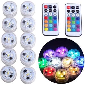 KUCAM Mini Submersible LED Lights, Waterproof Small LED Tea Lights Candle with Remote Battery Operated,RGB Color Changing for Vase Home Party Wedding Table Centerpieces,10 Pack