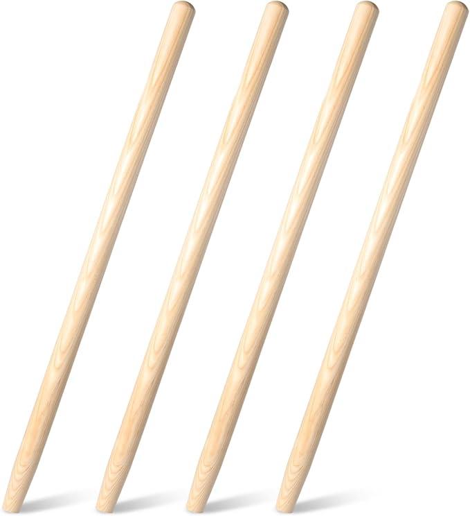 4 Pcs Shovel Handle Replacement 41" Length, 1-1/2" Diameter, Strong Hardwood Solid Ash Wood Straight Handle for Long D Shovels Garden Tool