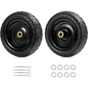 Parts Camp For Gorilla Cart Wheels 13-Inch replacement gorilla cart tires 4.00-6 Flat-free Solid Tire and Wheel For Hand Trucks/Garden Carts/Wheelbarrow/Dolly-5/8"Axle Borehole 2.1"Hub offset (2 Pack)
