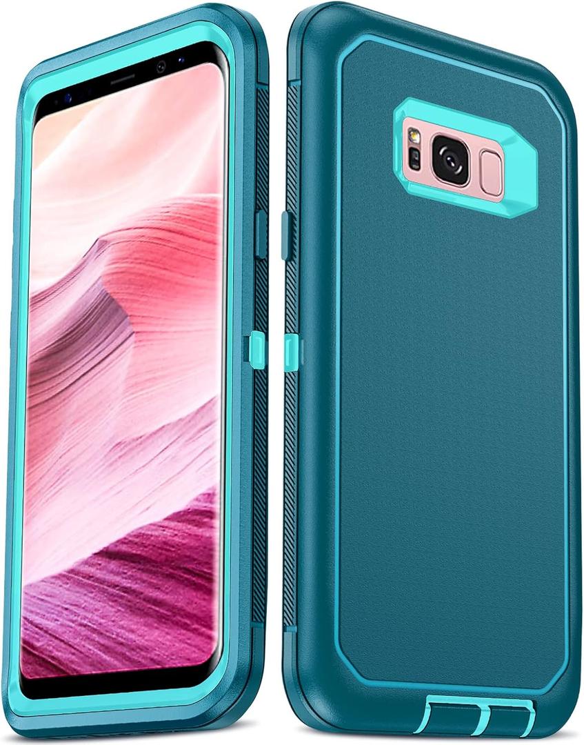 LeYi Compatible for Samsung Galaxy S8 Case: Galaxy S8 CaseNOT Fit S8 Plus Upgrade 3-in-1 Full Body Shockproof Rubber Cover, Tough Rugged Dustproof Defender Protection Case Samsung Galaxy S8, Teal