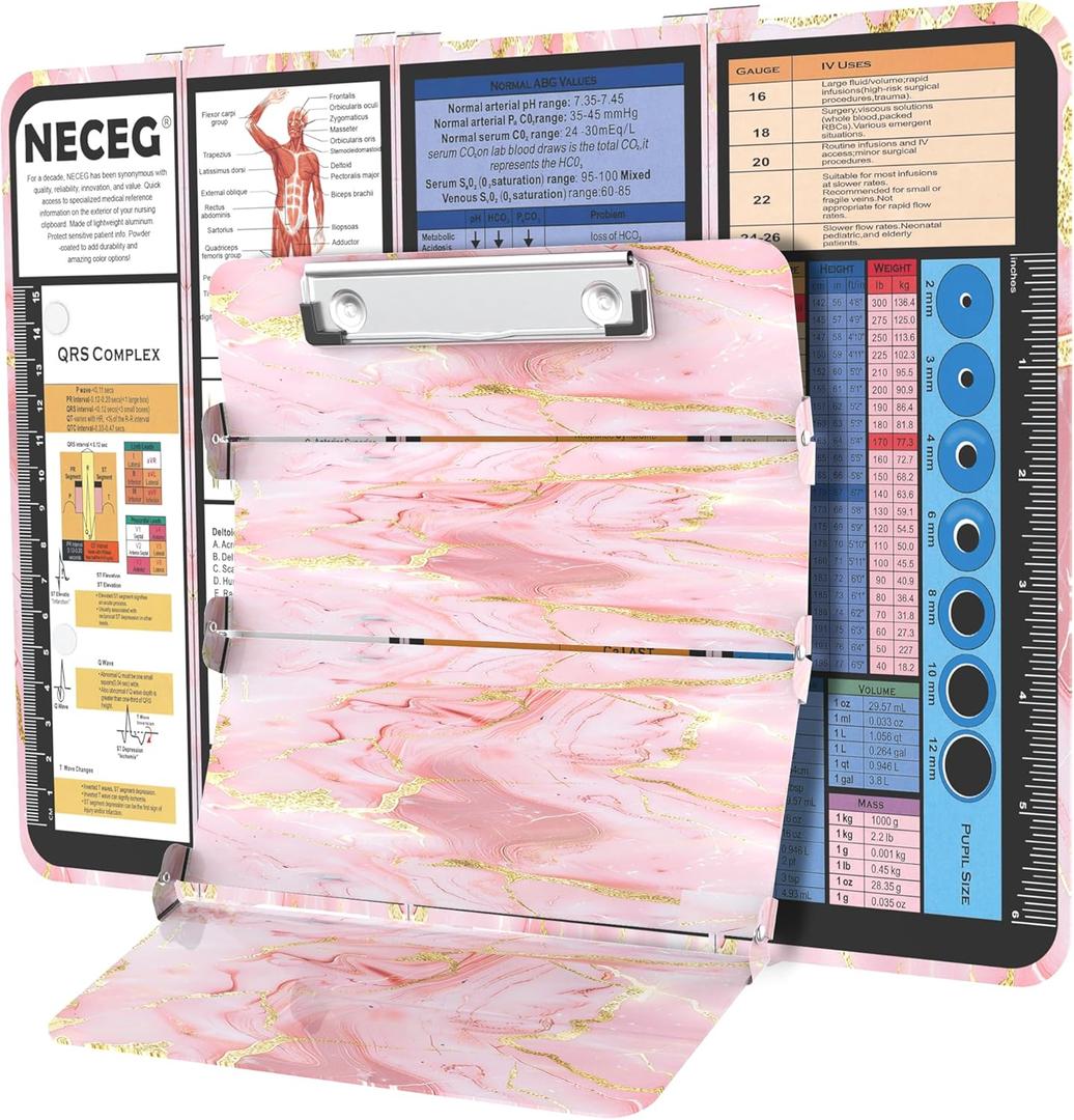 Nursing Clipboard Foldable, Nursing Medical Edition Cheat Sheets Aluminum 4 Layers Nurse Foldable Clipboard, Nursing Pocket Size Pen Clip Pocket Clipboard for Nurses Students School and Doctors