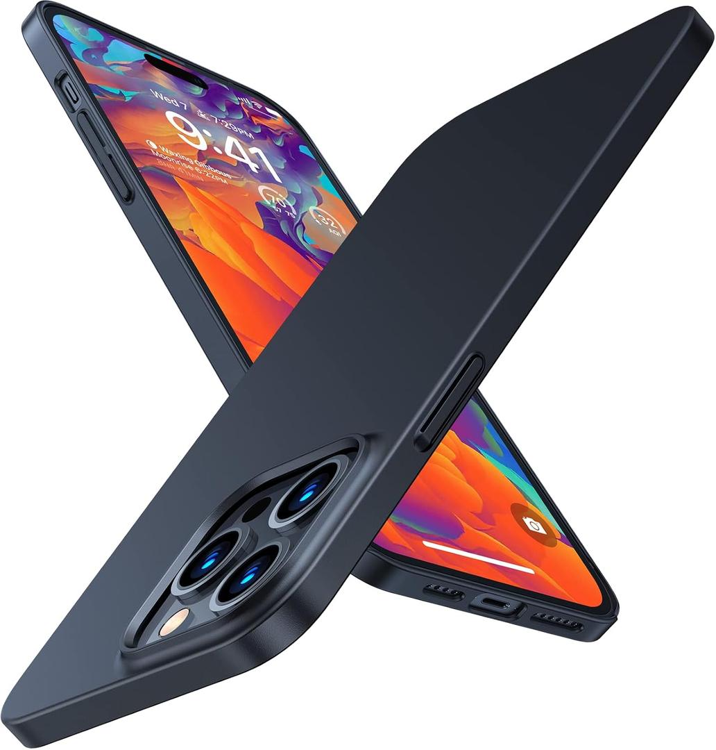 TORRAS Slim Fit Designed for iPhone 14 Pro Max Case 6.7 inch, Ultra-Thin 14 Pro Max Case 2022, Lightweight Hard PC Cover Phone Cases, Black, Origin Fit