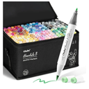 Ohuhu Alcohol Based Brush Markers -Double Tipped Art Marker Set for Artists Adults Coloring Sketch Illustration - Brush & Fine Dual Tips - 216 Colors - Honolulu B of Ohuhu Markers - Refillable Ink