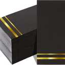 BUCLA 100-Count 3-Ply Black and Gold Napkins - Black Paper Dinner Napkins Disposable Premium Quality, Disposable Soft, Absorbent for Party, Wedding, Kitchen & Graduation