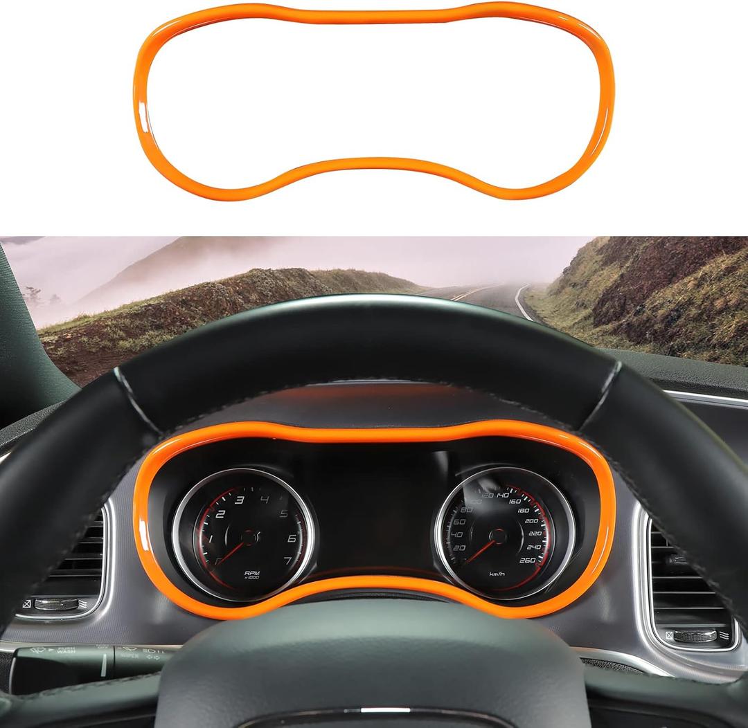 Voodonala for Charger Center Consoles Dashboard Dash Board Instrument Fascia Trim for 2015-2024+ Dodge Charger Interior Accessories, ABS Orange 1pc