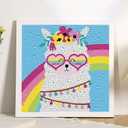 CHWGLFGG Diamond Art Kits for Kids with Wooden Frame, Alpaca Diamond Painting Kits for Beginners, DIY Big Gem Paintings Kits Animal Diamond Dots for Kids Ages 8-12, Home Wall Decor 7x7 Inch