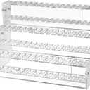 Makeup Paint & Brush Organizer Rack Pen Display Stand, Multi-Level Plastic Organization Rack Pencil Holder, Clear Pen Display Holder 3 Layer 144 Holes for Craft Shows