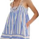 SOOKABEILA Women 2 Piece Lounge Set Sleeveless Striped Cami Peplum Top Boxer Shorts Loose Ruffle Matching Pj Sets Outfits Large