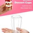 SHOPDAY 3 oz Mini Dessert Cups with Lids and Spoons 150 Pack, Small Plastic Dessert Cups for Party, Clear Square Cups for Parfait Yogurt, Shooter Cup Tumbler Cup for Appetizers Jello Mousse
