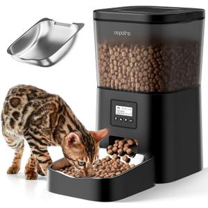 Automatic Cat Feeder- 4L Timed Cat Food Dispenser 1-6 Meals Control for Cat and Small Dog- Auto Pet Feeder with Desiccant Bag Keep Fresh for Reliable Easy Set Up and Clean- Voice Recorder