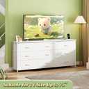 WLIVE 63''W Dresser for Bedroom, White Dresser TV Stand for 65, 70, 75 inch TV, Wide Chest of Drawers with 9 Drawer, Large Entertainment Center, Fabric Dressers with Wood Top for Closet, Living Room, Enlarged Size