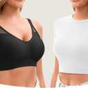 Jelly Bras for Women Full Coverage Plus Size Tshirt Bra Back Fat Smoothing Wireless Brasieres, Black, XL (Black, XL)