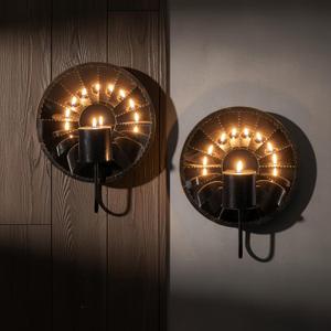 Candle Sconces,Wall Candle Holder Set of 2, Multi-Angle Light Reflection for Wall Decor Living RoomDining Room 11.8" H x 10.8" W x 4.9" D