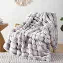 Smoofy Faux Fur Throw Blanket for Couch - Tie-dye Grey Super Soft Cozy Bubble Blanket, Fluffy Plush Fuzzy Throw for Sofa & Bed, Thick Lightweight Warm Blanket, Luxury Aesthetic Gift for Women 50"x60"