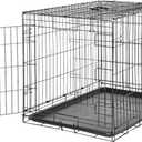 Portable Metal Wire Dog Crate with Removable Tray, Single Door with Divider Panel, Foldable, Collapsible, Easy to Assemble & Clean, 36" x 23" x 25", Black