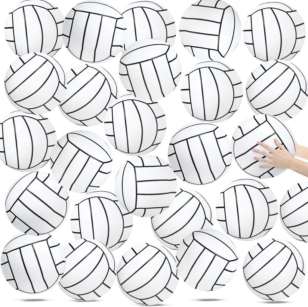 Wettarn 24 Pcs Inflatable Volleyball Beach Ball 8 Inch Inflatable Beach Volleyballs White Swimming Pool Ball Volleyballs Game Toy for Pool Homecoming Birthday Party Sports Themed Party Favors
